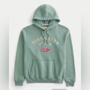 Hollister Logo Graphic Hoodie - Light Green - XS Mens - NEW w/ TAG (Vintage Y2K)